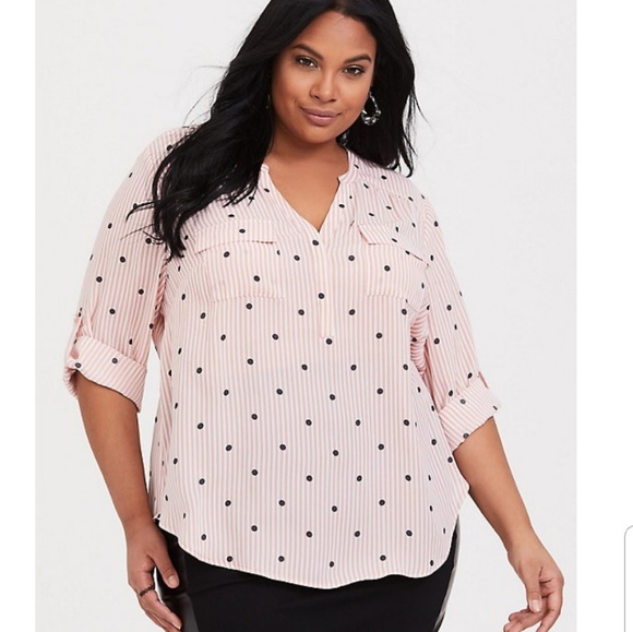 Torrid Tops - Stripe & Dot Pullover Blouse